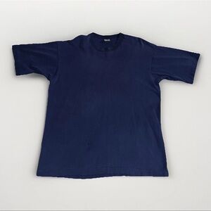 VINTAGE Fruit of the Loom Shirt Men Large Blue 90s Blank Single Stitch T Tee USA